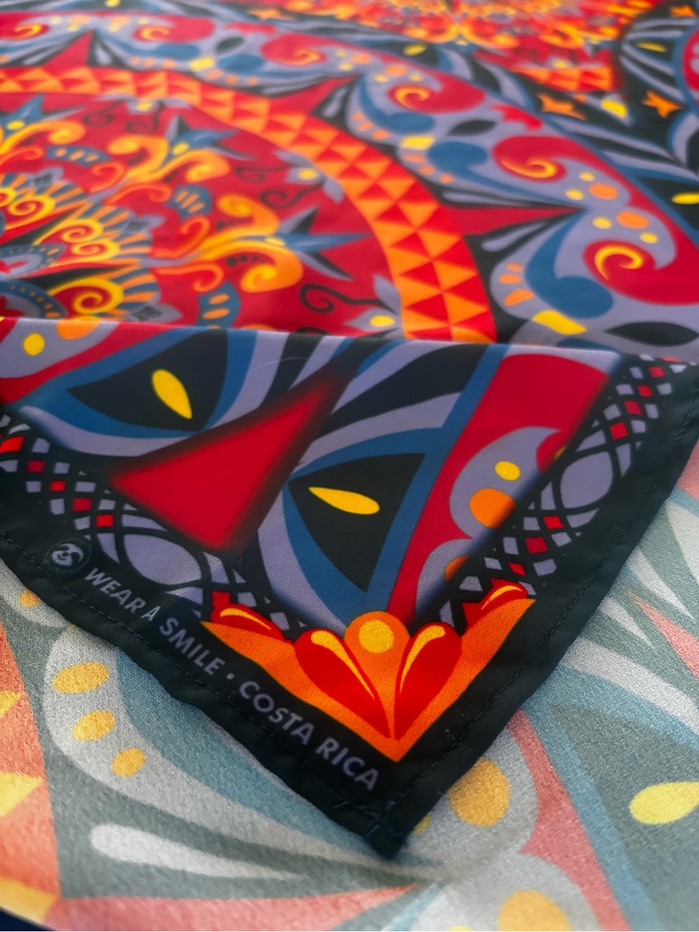 Wear a Smile Costa Rica, large silk scarf. mandala pattern